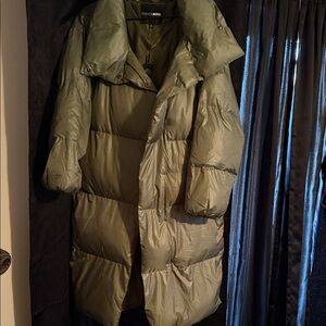 Fashion Nova Sage Green oversized puffer Jacket